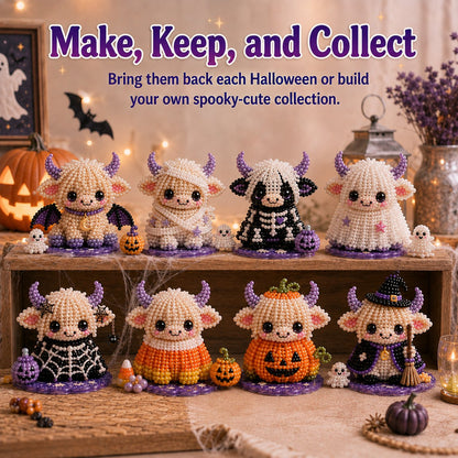 ⏳ Last Day 49% OFF – 🎃 Beginner-Friendly Halloween Highland Cow 3D Pearl Bead DIY Kit | Complete Kit with All Tools & Step-by-Step Guide Included 💕
