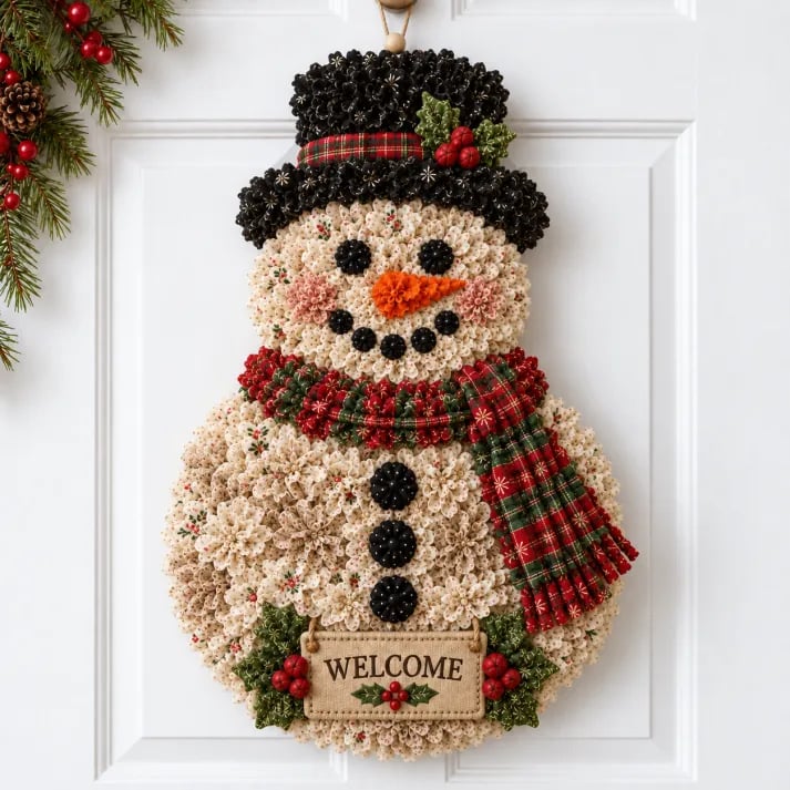 Layered Christmas fabric flower door decor