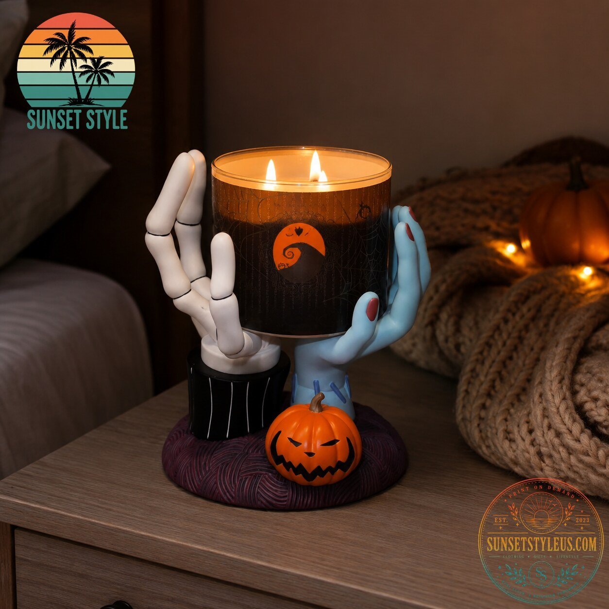 The Nightmare Before Christmas Jack Skellington & Sally Hands Candle Holder