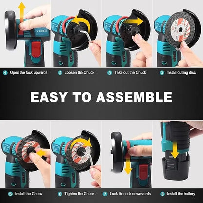 🔧✨ Cordless Mini Angle Grinder – 19500RPM, 12V, Dual Battery, Compact & Powerful!