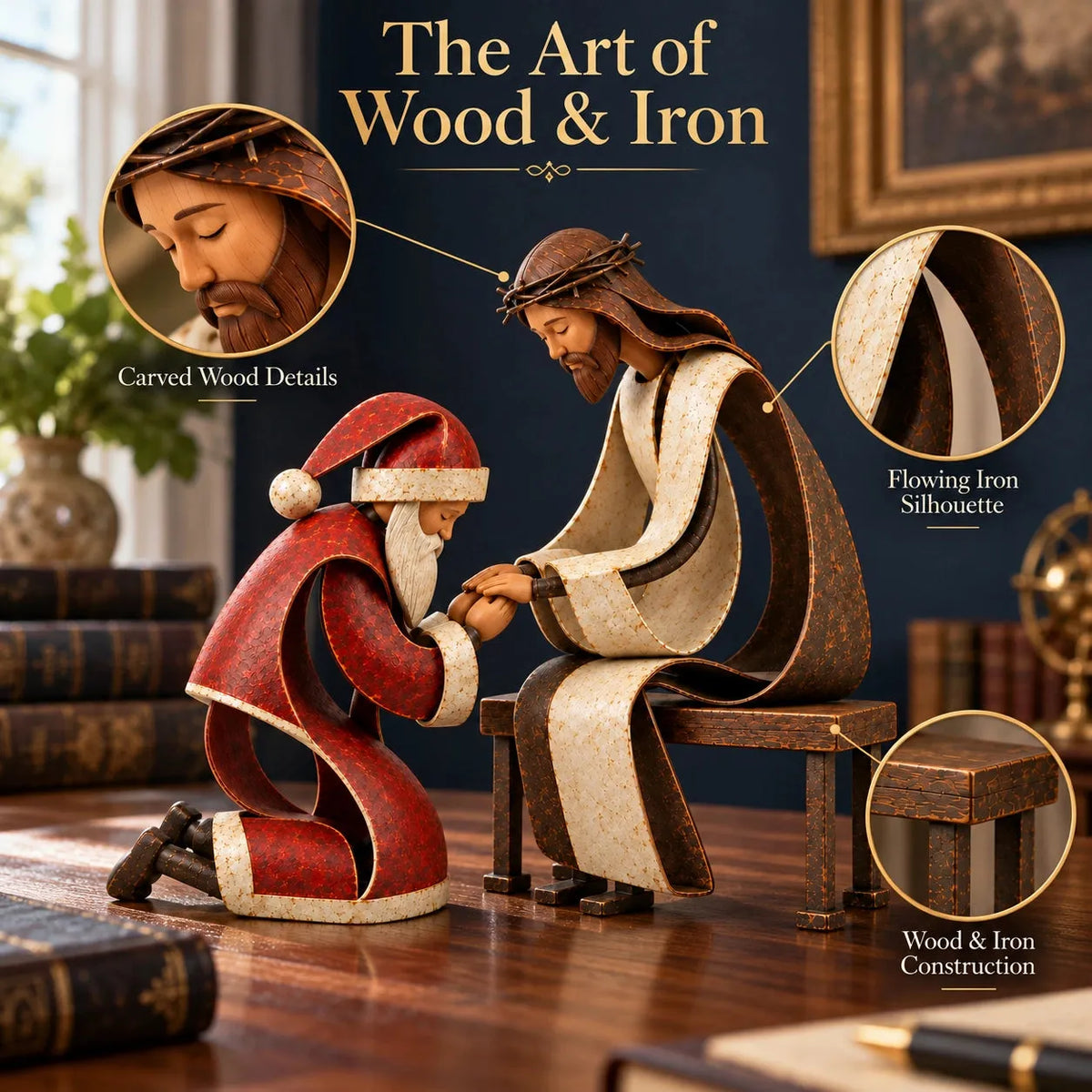 🔥🙏The True Spirit of Christmas – Santa & Jesus Figurine