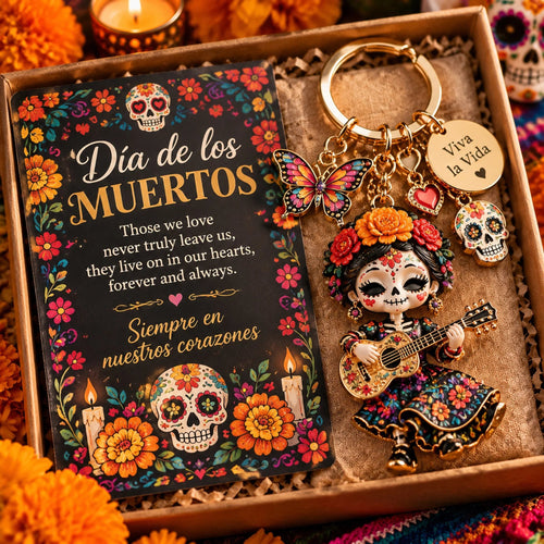 Día de Muertos Charm Keychain – 4 Colorful Styles