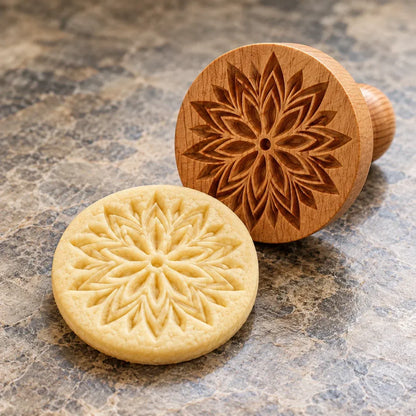 Patterned Wood Cookie Embosser | Seasonal Party & Gift Cookie Prep