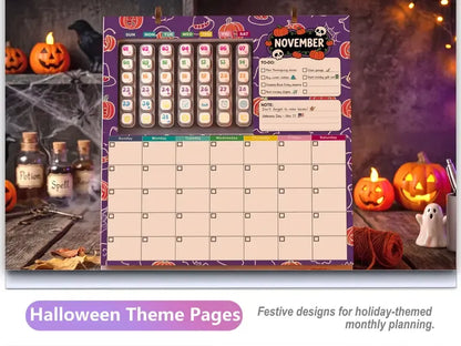 📅 Reusable Desk Calendar with 42 Self-Inking Event Stamps & 23 Replaceable Pages