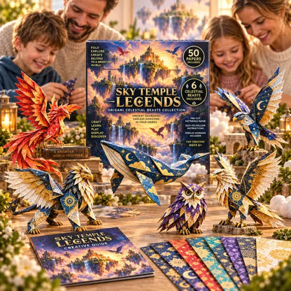 ⏳ Last Day 49% OFF – 🐉 Fantasy Paper Folding Craft Kit | 4 Magical Worlds with 50 Patterned Papers & Step-by-Step Guide ✨