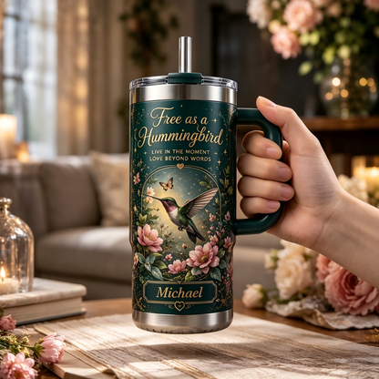 Personalized Free As A Hummingbird Tumbler 🐦🌺