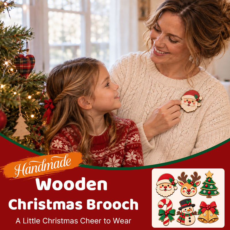 Wooden Christmas Brooch – 6 Festive Characters