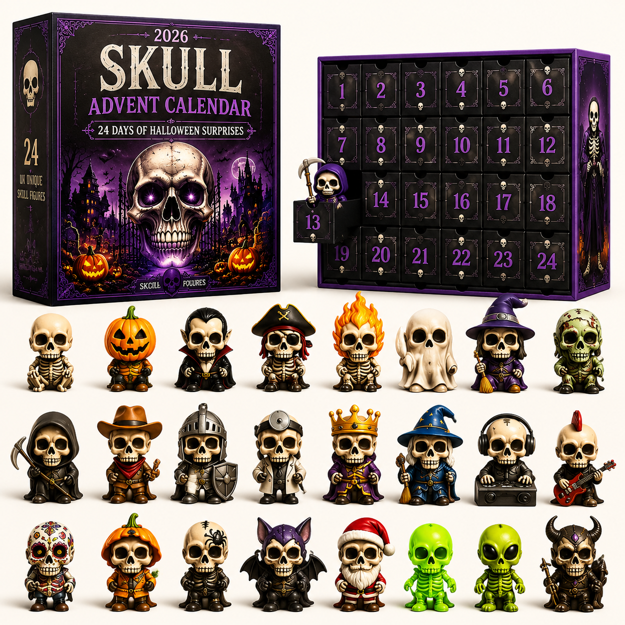 💀 Skull Advent Calendar 2026-24 Days Of Halloween Surprises