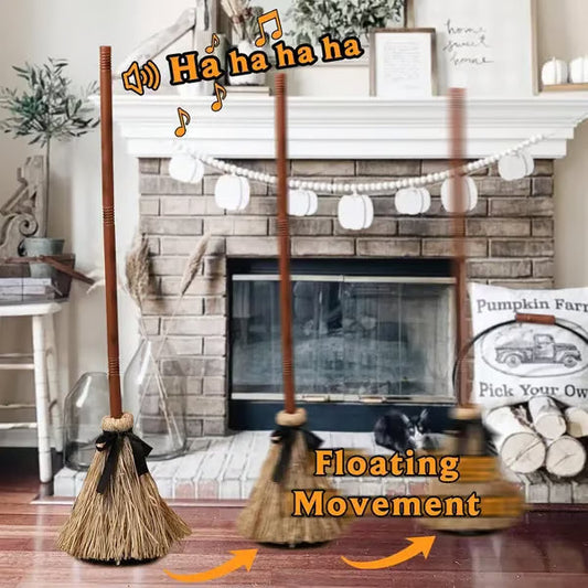 🔥Early Halloween Offer👻 Floating Witch's Broom – Eerie Laughs & Hypnotic Dance at Your Command! 🎃