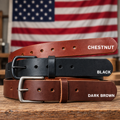 Full-Grain Buffalo Leather Belt – 3 Colors & Size Options