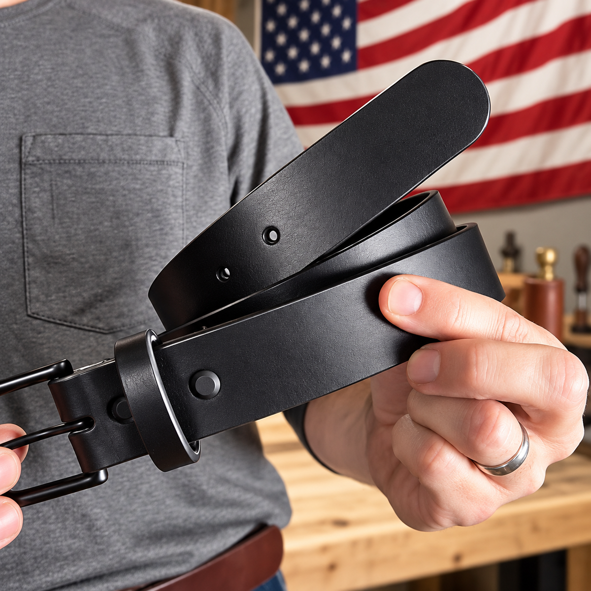 Full-Grain Buffalo Leather Belt – 3 Colors & Size Options