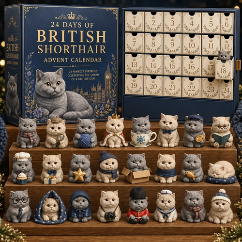 🎄✨CHRISTMAS KICKOFF 49%OFF - 2026 Days of BritishShorthair Blind Box -24-Day Festive Countdown,British Shorthair ThemedCollectible MiniaturesBlind Box - Gift For CatLovers