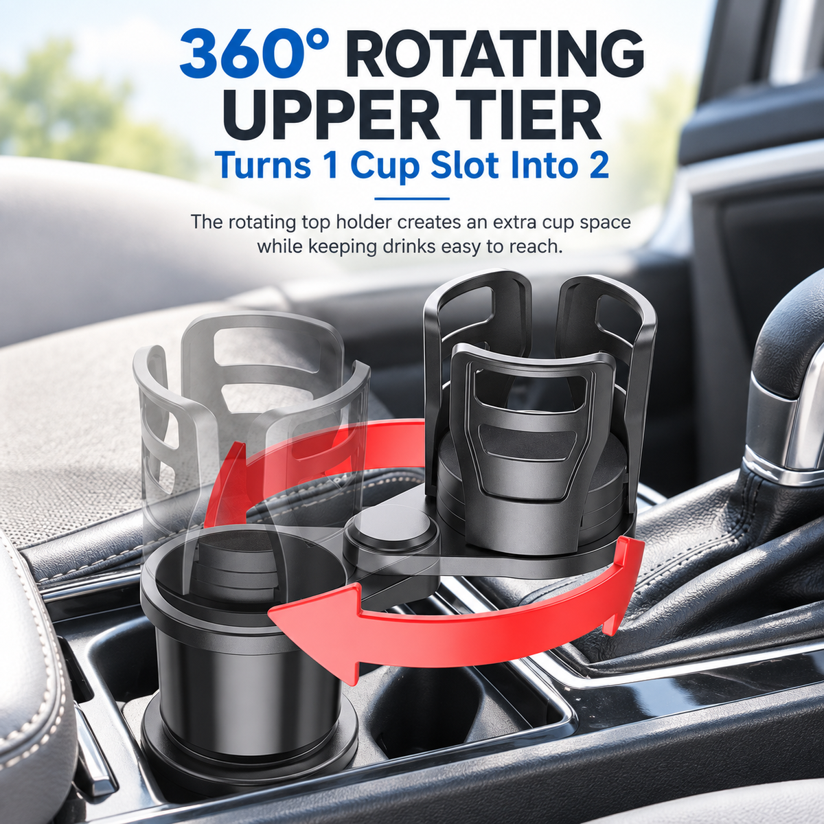 Multi-Function 2-in-1 Car Cup Holder & Expandable Drink Organizer 🥤