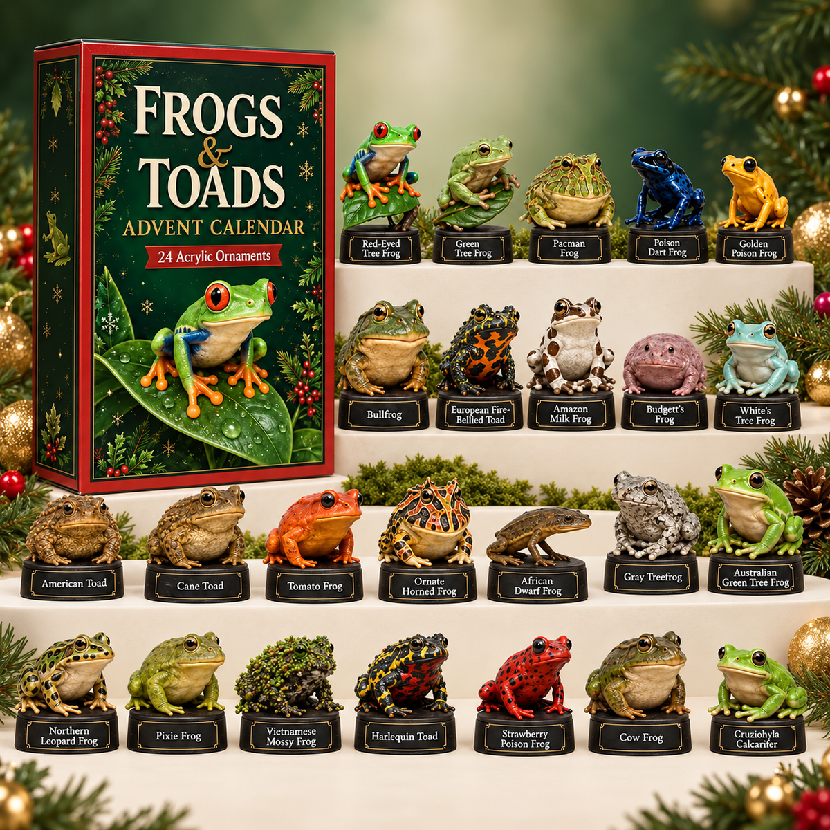 ⭐Frogs & Toads Advent Calendar 2026 - 24-Day Festive Countdown, Acrylic Charms Blind Box - Gift For Frogs Lovers