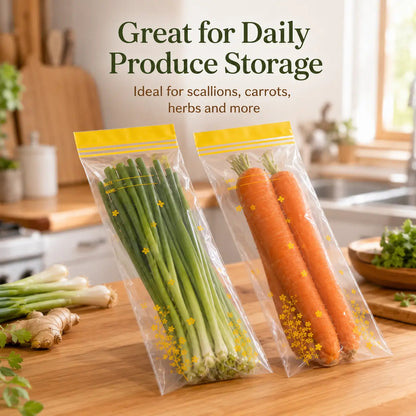 15PCS thick double-seal reusable food storage bags floral design