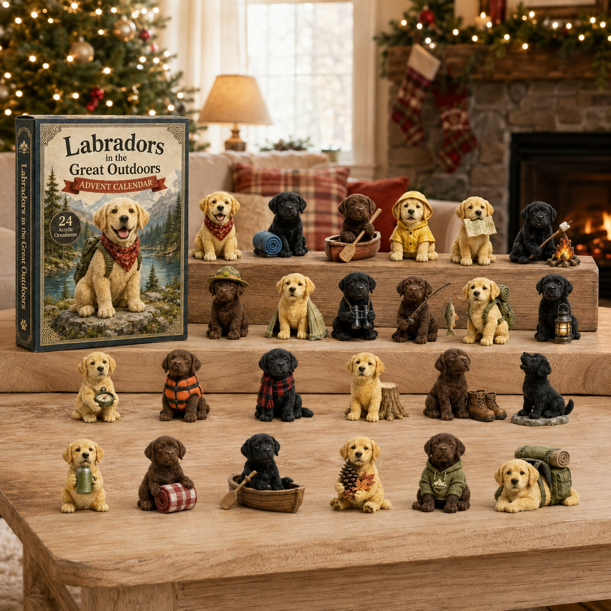 2026 Mountain Forest Backpack Labrador Blind Box - 24-Day Festive Countdown, Acrylic Charms Blind Box - Gift For Dog Lovers（副本）