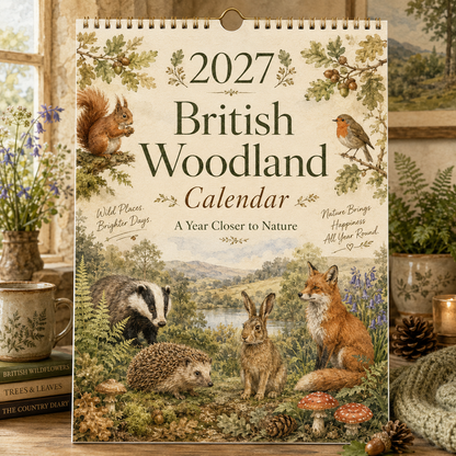 2027 British Woodland Calendar – A4 Wildlife Hanging Calendar