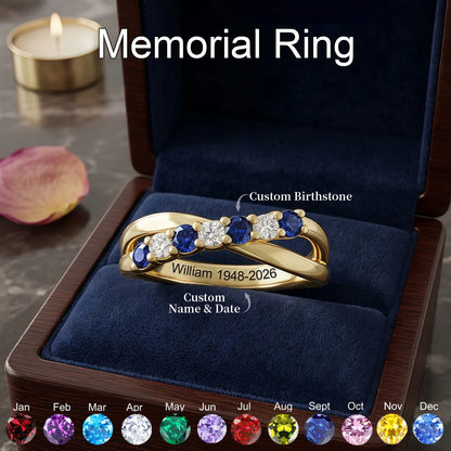 Always In My Heart, Personalized Memorial Birthstone Ring