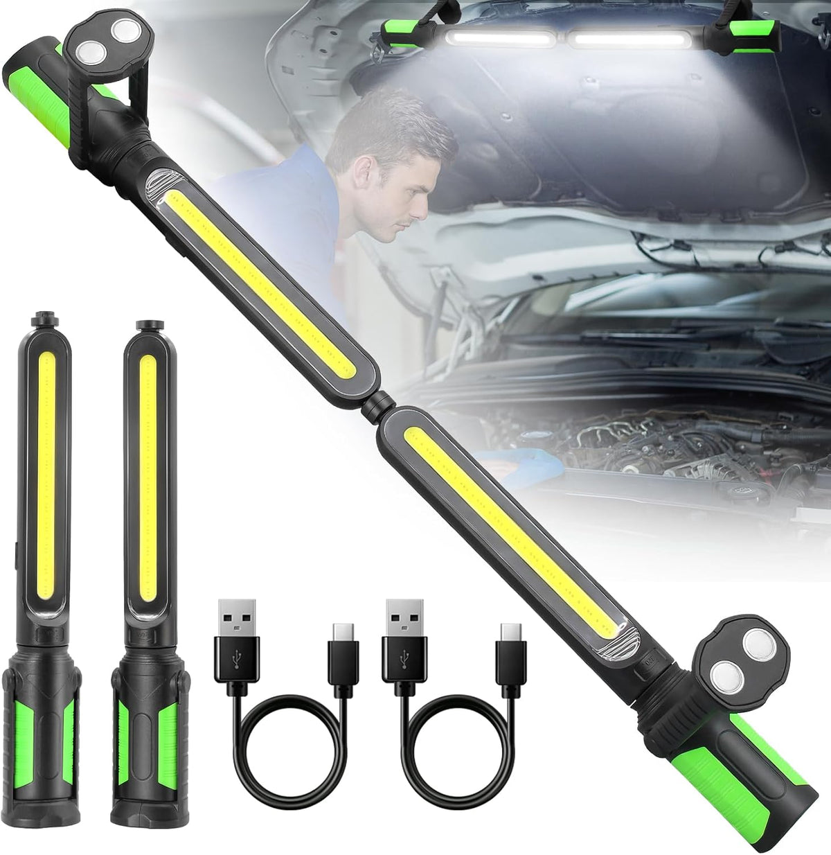 🔥Waterproof Work Light for Mechanic, 2400LM LED, 4400mAh Rechargeable