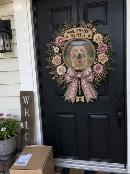 My Dog Is Family Wreath – Cute Pet Lover Front Door Decor & Personalized Photo Keepsake