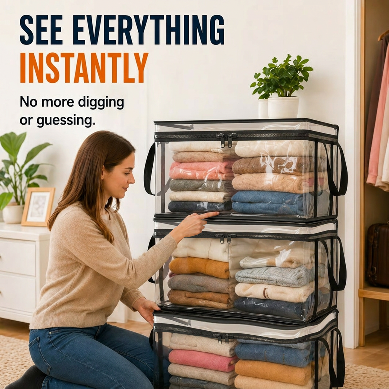 🎉Factory Clearance Sale 75% OFF📦Large Heavy-Duty Thick Plastic Clear Storage Bag for Clothes, Moving & Storage