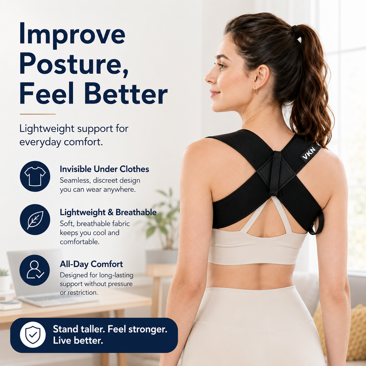 Adjustable Posture Corrector – Comfortable Back Support Brace for Men & Women (XS–XXL)