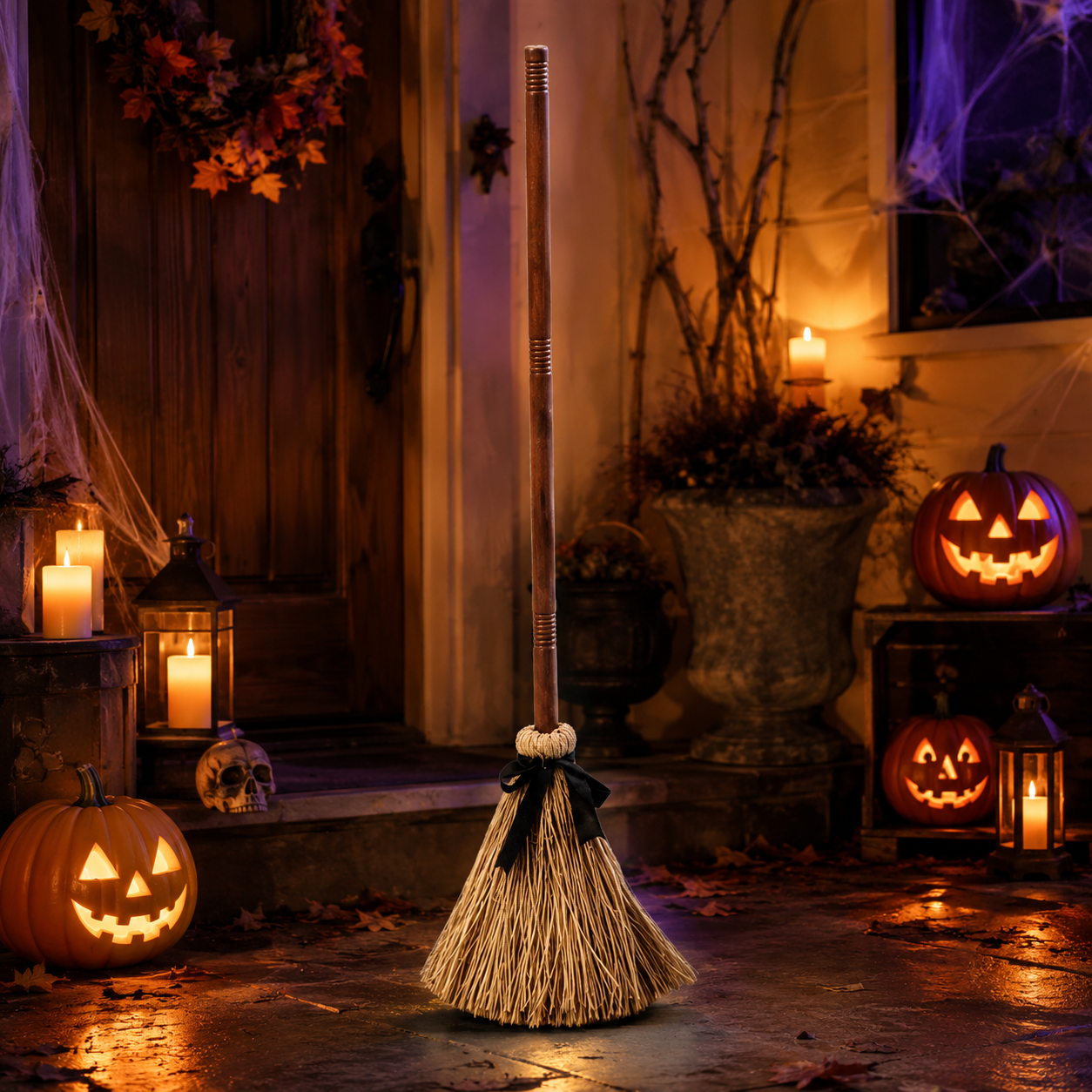 🧹 Animated Witch Broom Halloween Decor
