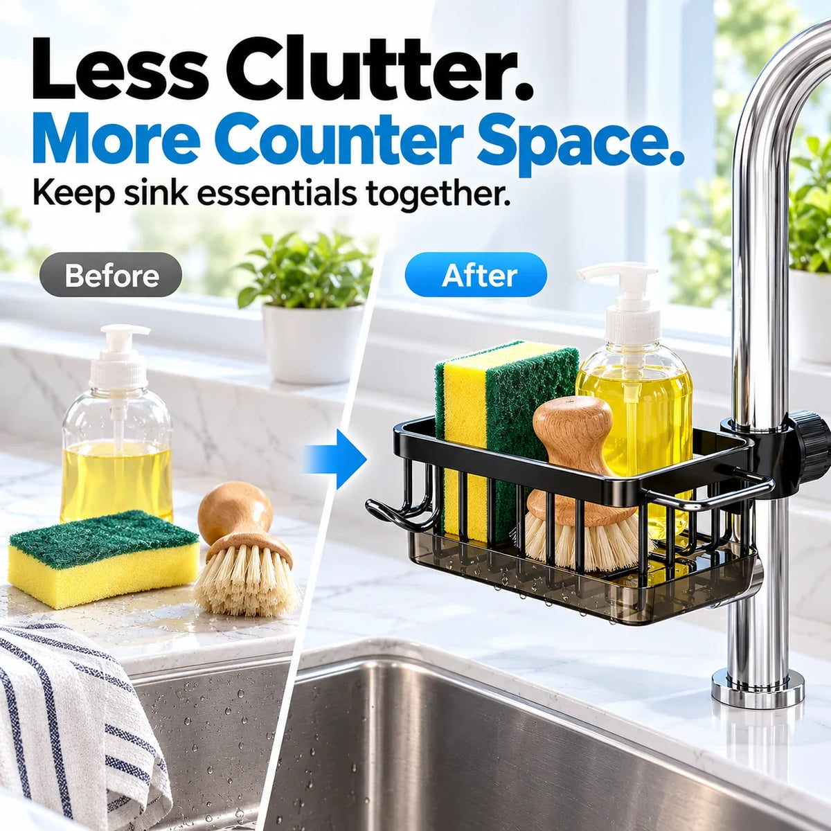 Faucet-Mounted Sink Caddy 🧺 Clutter-Free Sink Organizer