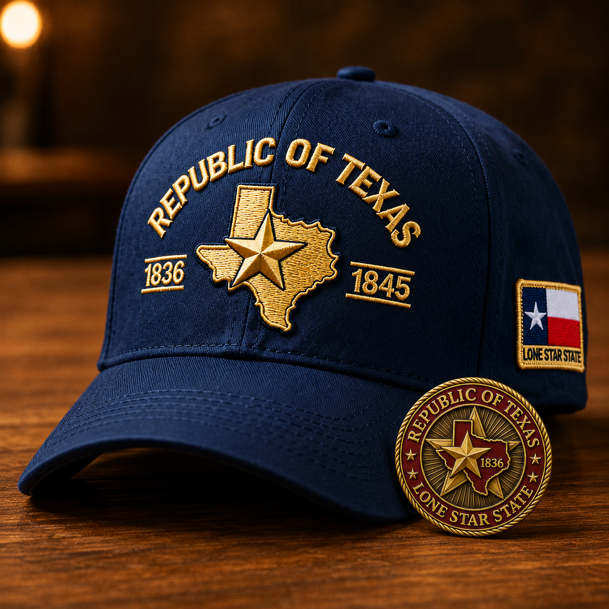Republic of Texas Embroidered Cap  🎁 Free Honor Coin With Every Cap Purchase