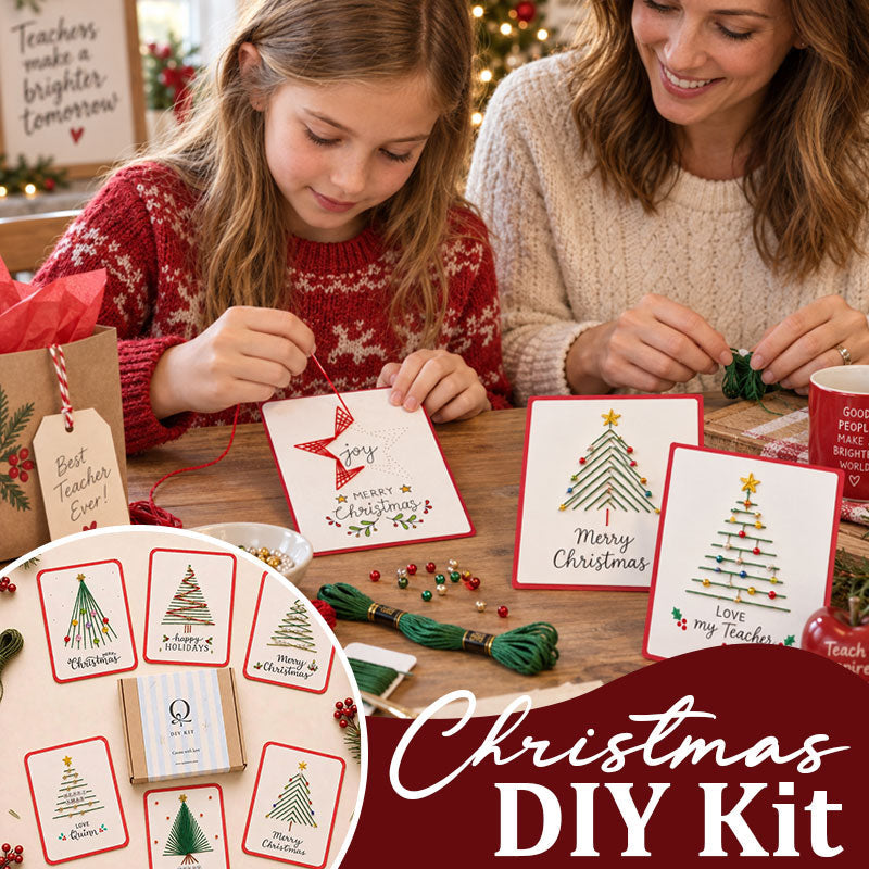 Christmas String Art Greeting Card DIY Kit – 6-Piece Stitching Set
