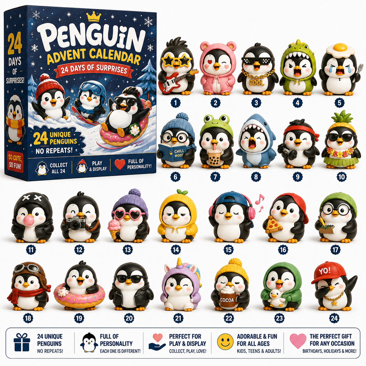 🐧 24 Days of Penguin Surprises Advent Calendar – 3 Fun Editions