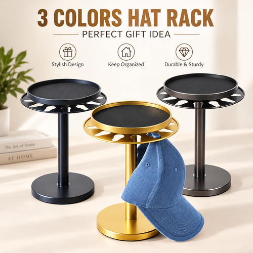 360° Rotating Baseball Cap Organizer with Storage Tray