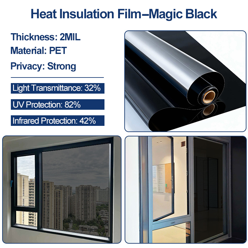 Static Cling Window Privacy Film UV Blocking Mirror Tint