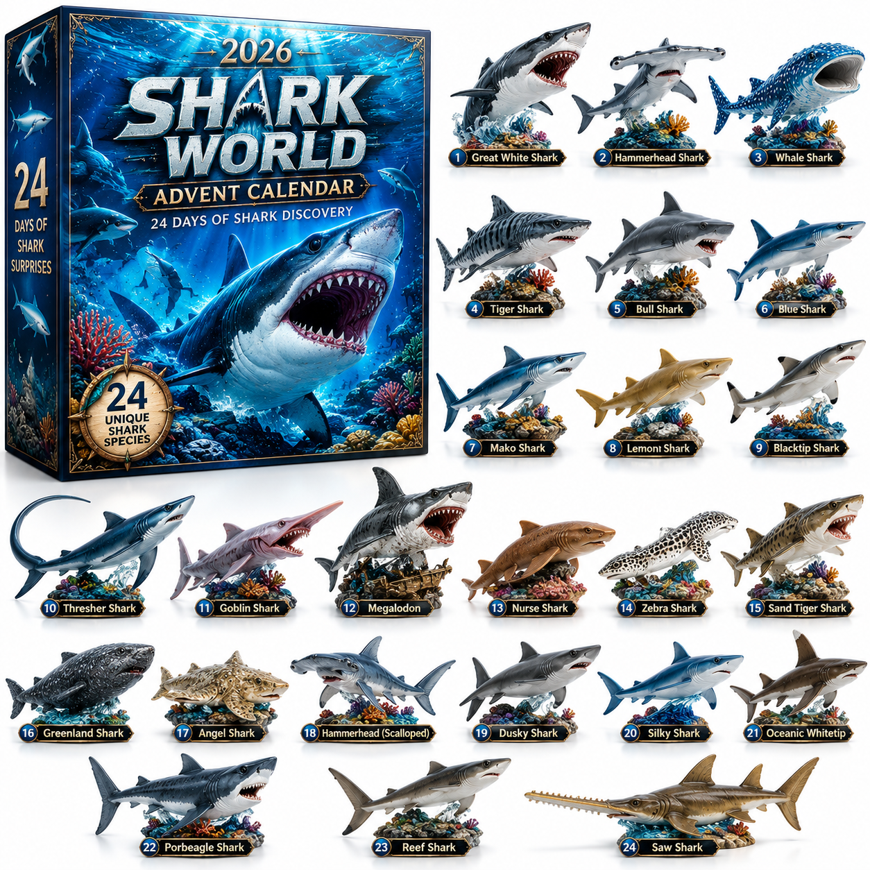 🔥50% Off Today Only-🦈 2026 Shark World Advent Calendar