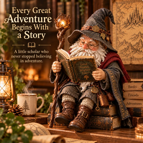 🔥LAST DAY 50% OFF🧙‍♂️ The Wandering Scholar Gnome – Enchanted Reading Wizard Figurine