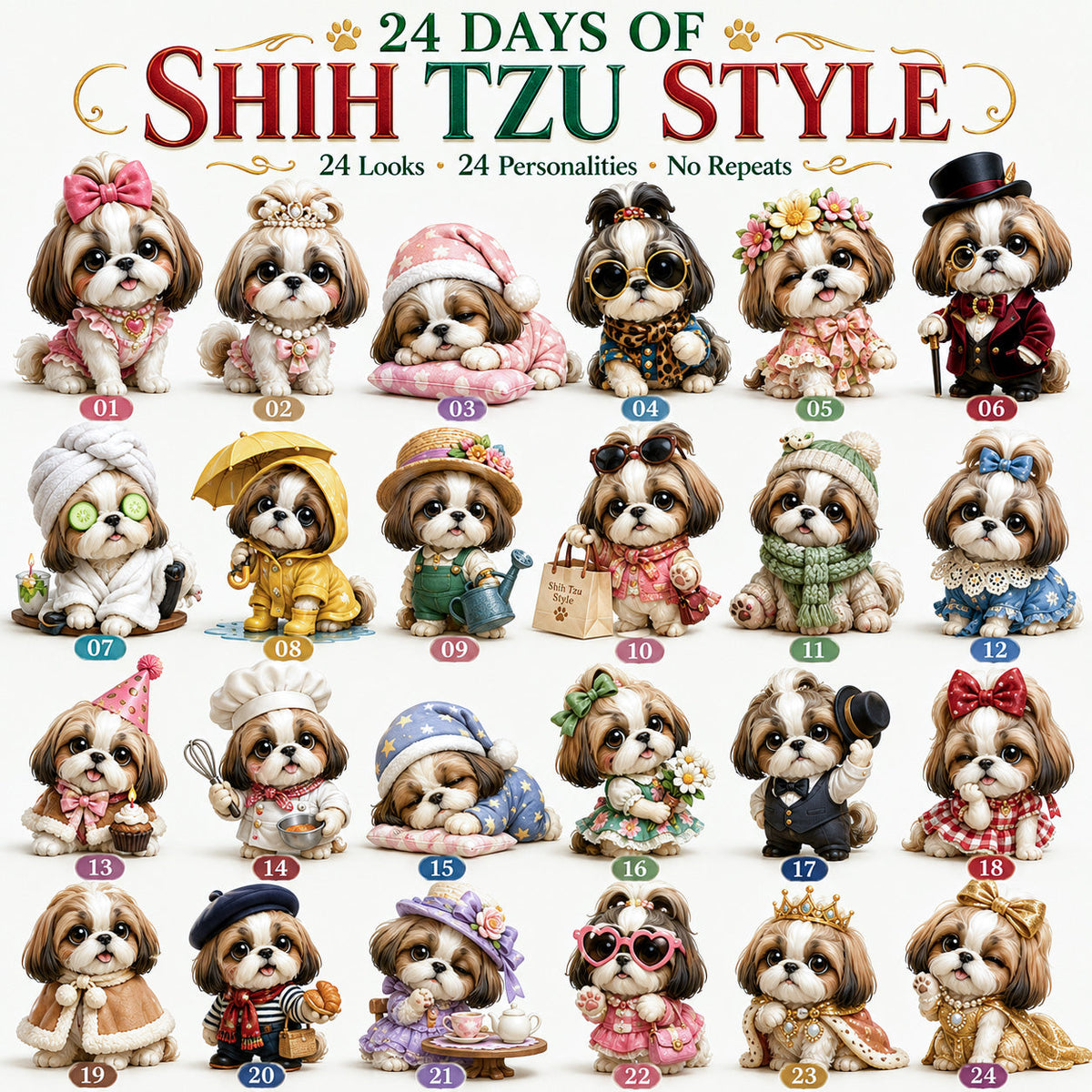 24 Days of Shih Tzu Style Advent Calendar – 24 Unique Collectibles