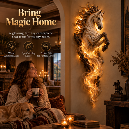 🔥Last Day 49% OFF -🐎 Emberlight Rearing Horse Wall Sculpture | Illuminated 3D Decor