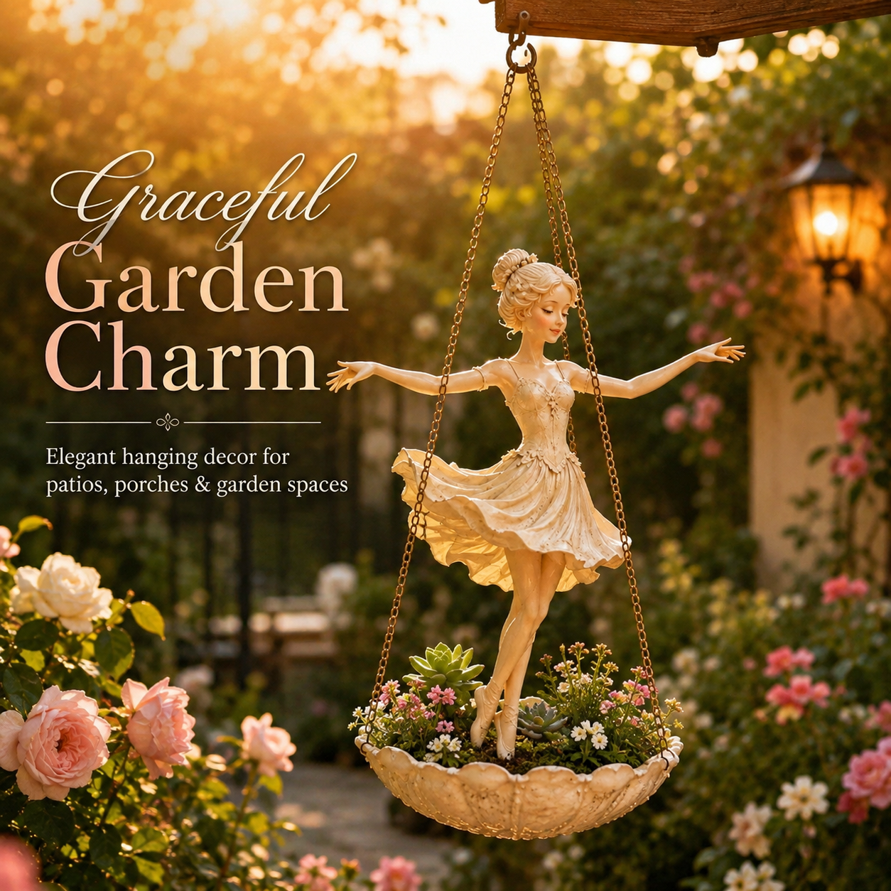 Handcrafted Resin Ballet Dancer Hanging Planter