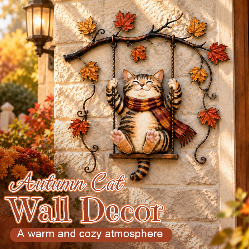 Autumn Cat Metal Wall Decor – Swinging & Standing Cat Designs