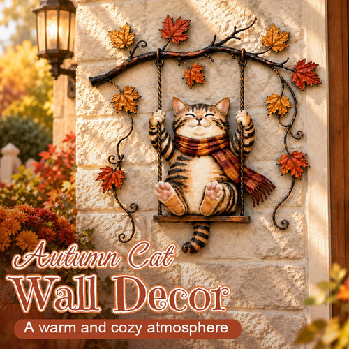 Autumn Cat Metal Wall Decor – Swinging & Standing Cat Designs