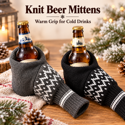 ❄️ Nordic Knit Beer Mitten 🍺 Universal Thermal Beverage Glove for Beer Bottles & Cans