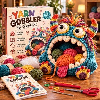 🧶👾 Yarn Gobbler™ – DIY Crochet Monster Yarn Holder Kit Collection