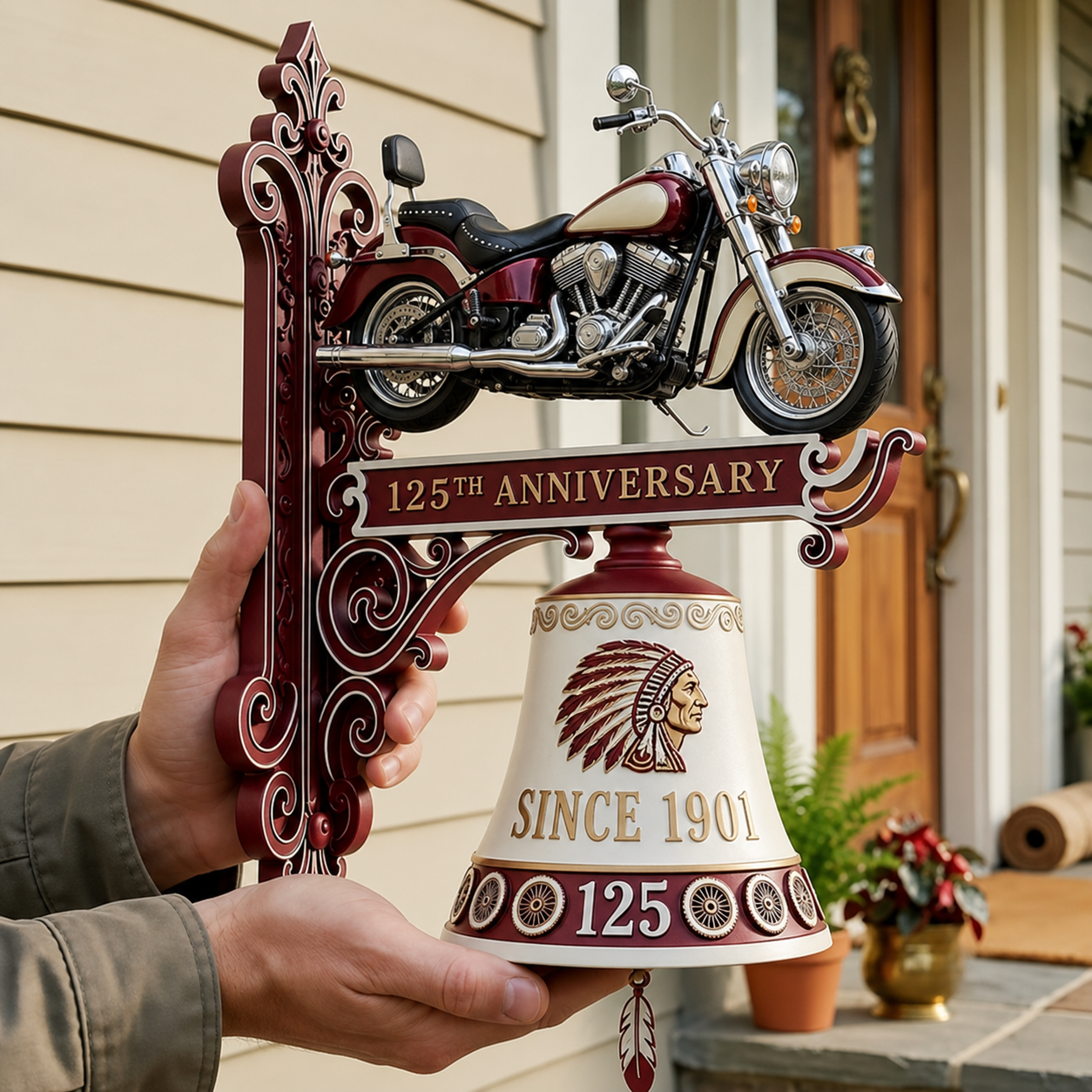 Indian Motorcycle 125th Anniversary Wall-Mounted Hanging Bell