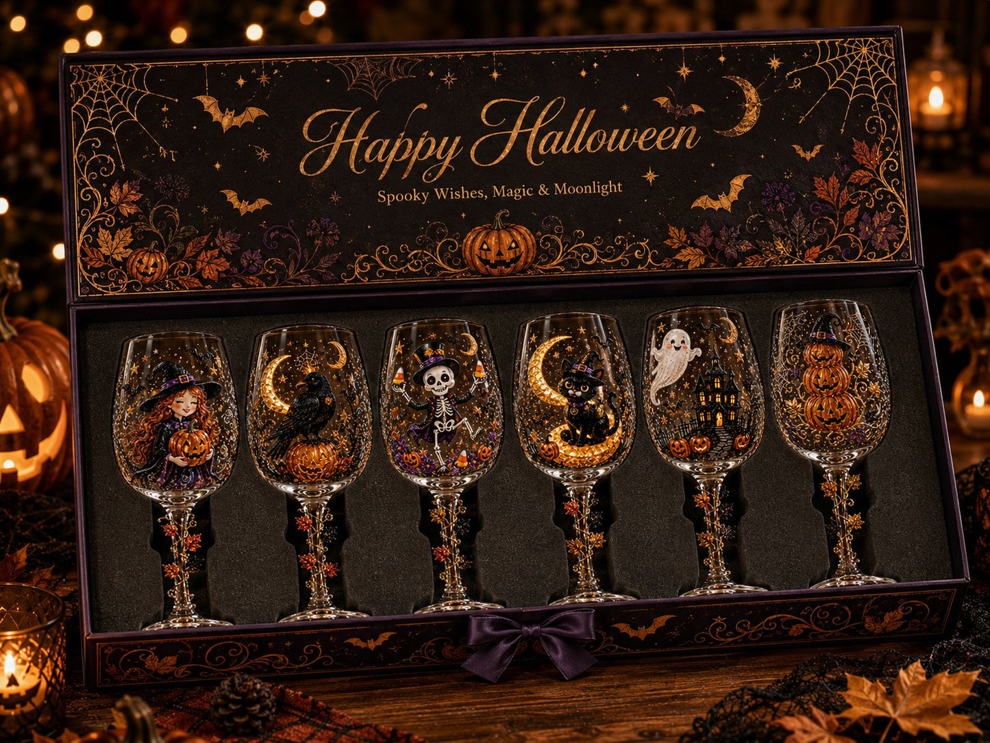 ⏳ Last Day 49% OFF – 🎃 3D Halloween Sculpted Glass Collection | Premium Clear Glass with Raised Spooky Characters, Glossy Seasonal Details & 6 Collectible Designs ✨