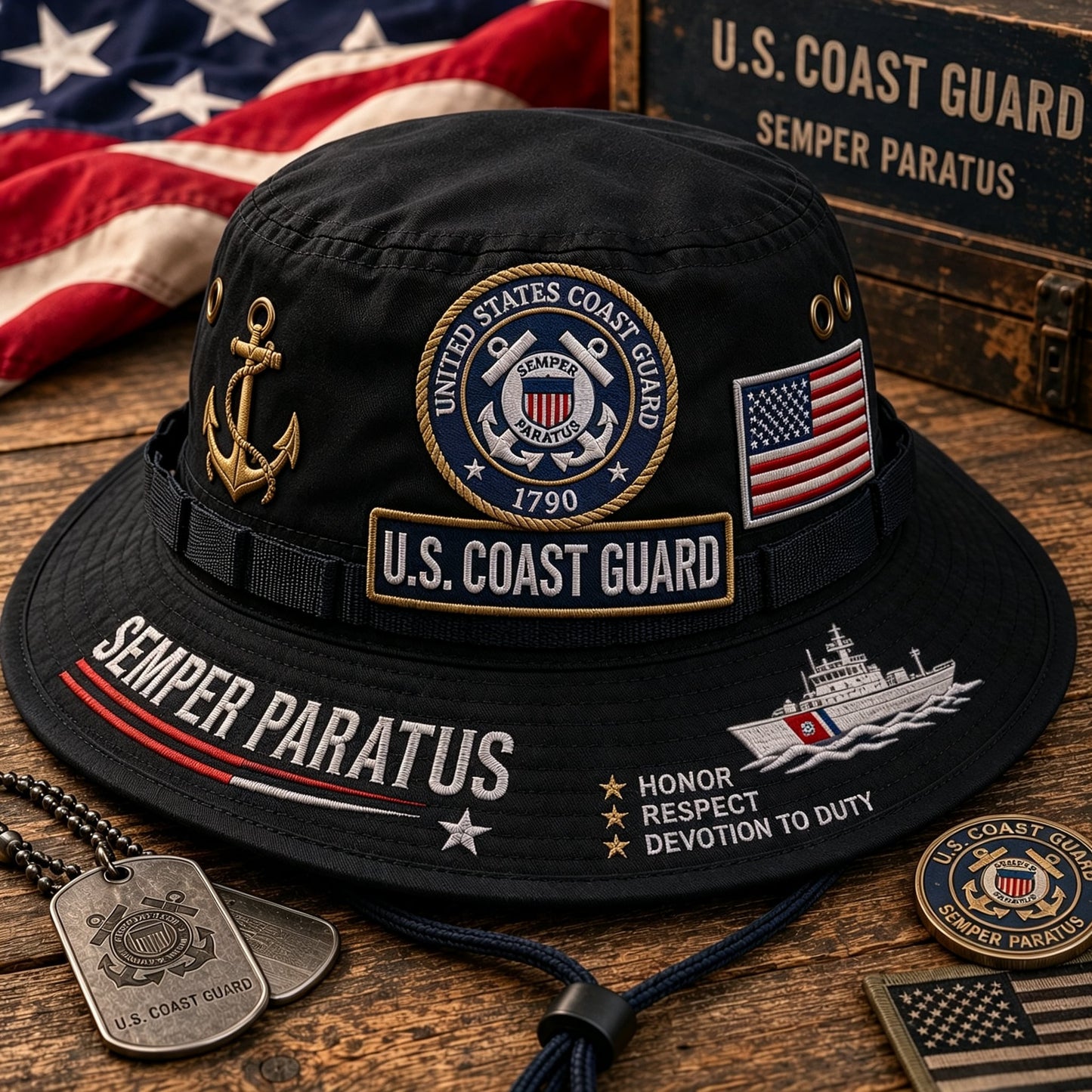 ⚓Last Day Promo: 49% OFF 🌊U.S. Coast Guard Semper Paratus Tribute Boonie Hat