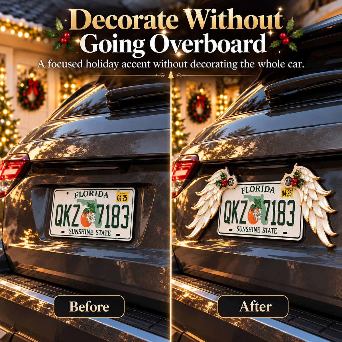 Christmas Angel Wing License Plate Decor