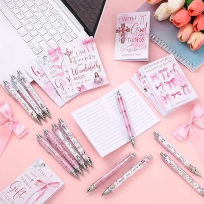 ✝️Christian Gifts Set: Motivational Pens & Bible Verse Notebooks – Inspire Your Faith Journey🌸