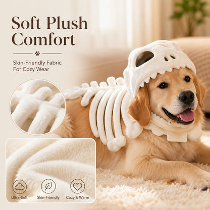 🦖 Glow In Dark Dinosaur Skeleton Dog Costume