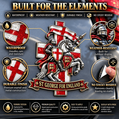 🛡️ “St George for England” Protection & Blessing Commemorative Metal Car Emblem