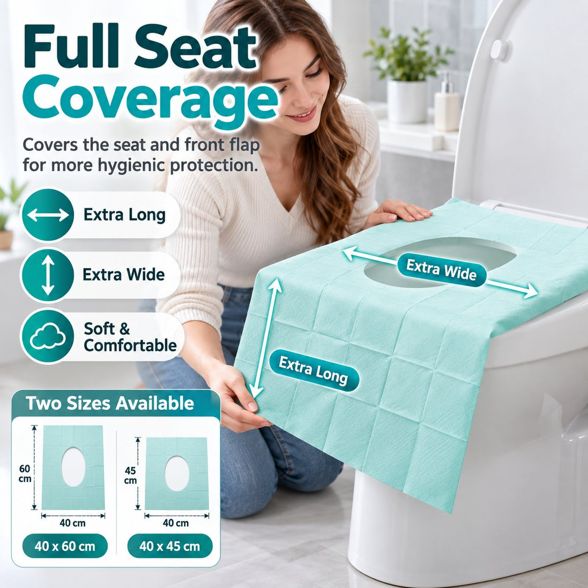 Disposable Waterproof Toilet Seat Covers | Individually Wrapped Travel Hygiene Liners